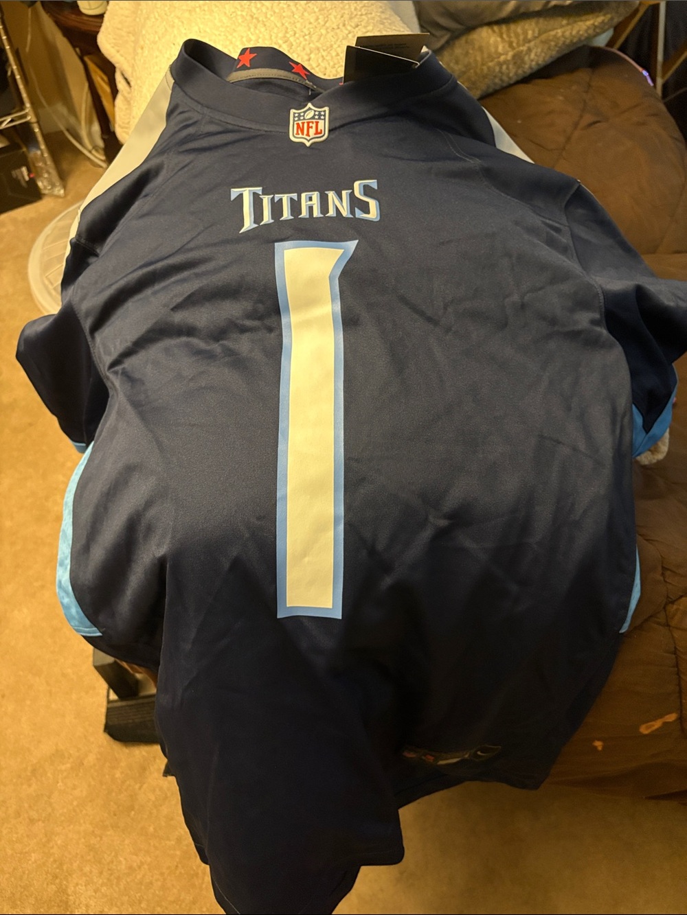 Nike Tennessee Titans Navy Jersey with Light Blue and White Accents
